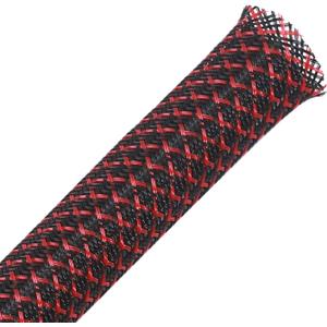 25ft - 3/4 inch PET Expandable Braided Sleeving  BlackRed  Alex Tech Braided Cable Sleeve