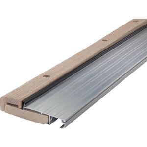 M-D Building Products 76281 4-9/16 in. x 1-1/8 in. x 73 in. Silver Adjustable Aluminum & Hardwood Threshold Kit - Versatile Solution for French and Exterior Doors