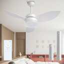 ROMASS Ceiling Fans with Lights and Remote, LED Outdoor/Indoor Ceiling Fans White 38 inch Noiseless 3 Colors Dimmable 6 Speeds Ceiling Fans for ...