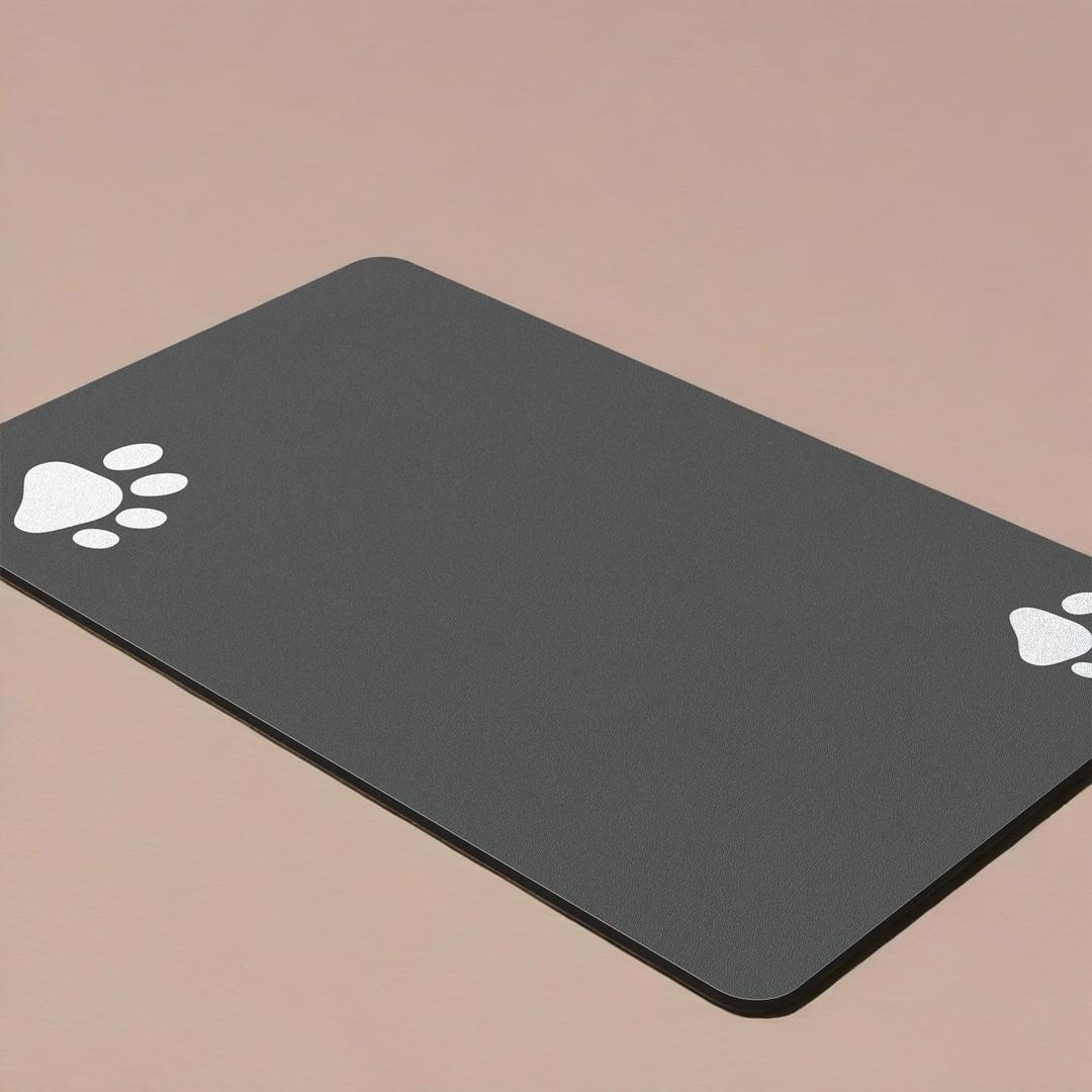 Generic Black Absorbent Dog Mat for Food & Water Bowl - No Stains, Quick Dry, Non-Slip, Pet Supplies - Dog Water Bowl for Messy Drinkers