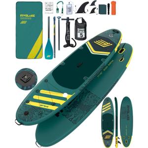 Inflatable Paddle Board 11' x 35'' Wide Stable Design,Stand Up Paddleboard with Sup Accessories Backpack,Pump,Ankle Leash,Adjustable Paddle,Non-Slip Comfort Deck for Adult Youth (green)