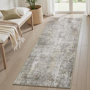 6 x 9 Area Rugs for Living Room, Machine Washable Non Slip Rug Ultra Soft Low Pile Indoor Carpet Modern Abstract Rugs for Bedroom Office Room Dining Room Beside, Beige