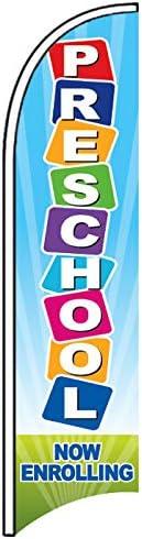 4Less Preschool Now Enrolling Windless Swooper Flag Feather Banner Sign (Flag Only) bb