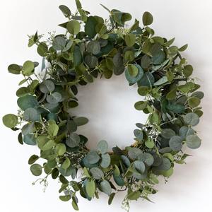 Eucalyptus Wreaths for Front Door 22", Handmade Green Leaves Wreath for Summer, Spring and All Seasons, Greenery Floral Wreath for Wall and Outside