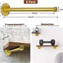 Pintuson 6 Pcs Industrial Pipe Clothes Bar 12 Inch - Wall Mount Clothing Rack - Face Out Closet Rods for Hanging Clothes Commercial Retail Boutique Laundry Shirt Display - Golden