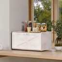 Trironsun Bamboo Bread Box for Kitchen Counter Farmhouse Bread Storage Container Large Capacity Bread Storage Bin Bread Holder (Antique White)