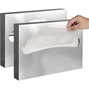 2 Pack Toilet Seat Cover Dispenser,Commercial Stainless Steel Brushed Toilet Seat Cover Holder for Disposable Toilet Seat Covers Wall Mount for Bathroom Restroom