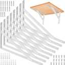 8 Pcs Heavy Duty Shelf Brackets, Floating Metal Shelf Brackets, White, 11.81 x 7.48 Inch, Wall Mount, Powder Coated Iron