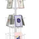 Tongmo Greeting Card Rack: Enhance Your Display with a 24-Pocket Rotating Countertop Solution for Postcards, Brochures, and Greeting Cards (White, 65H - 24 Pockets)