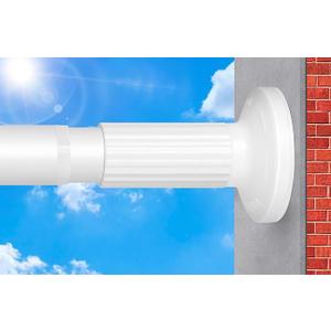 White Tension Curtain Rod 51-165In, Long Adjustable Tension Rod No Drilling for Window or Bathroom, Outdoor Curtain Rod for Patio, Easy to Install, Never Rust, Rod Diameter 1.26 Inches-White