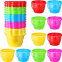 Yinder 20 Packs Sand Buckets Bulk for Kids, 6.5 in Rum Plastic Bucket Pails Beach Toys for Summer Pool Party Favors