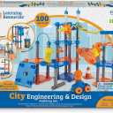 Learning Resources City Engineering and Design Building Set, Engineer STEM Toy, Construction Toys, 100 Pieces, Simple Machines Kids, Ages 5+