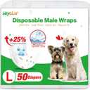 Dog Diapers Male Disposable Super Absorbent, 50 Count, Male Dog Wraps Leak Proof, Ultra Dry & Breathable, Large