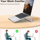 OMOTON Portable Laptop Stand for Desk, Foldable Aluminum Laptop Riser, Ergonomic Computer Stand Compatible with for MacBook Pro/Air, Dell, HP, Lenovo, 10-17.3'' (Silver)