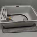 Stainless Steel Litter Box with Lid, Metal Litter Box with Cat Litter Mat,Extra Large Enclosed Cat Litter Boxes for Multiple Cats, Anti-Leakage,Non-Stick, Easy to Clean, Included Mat, Scoop (1 Pack-L)