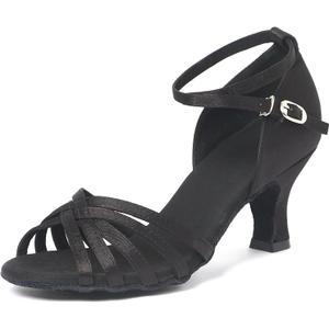 iCKER Womens Latin Dance Shoes Heeled Ballroom Salsa Tango Party Sequin Dance Shoes, Size: 8.5