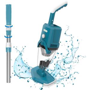 2024New Handheld Pool Vacuum, Cordless Rechargeable Pool Cleaner for Above Ground & In-Ground Pools, Spas and Hot Tub for Sand and Debris, 90 Mins Running Time, 1.5 Liter Filter, Blue