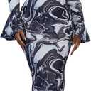 Women Sexy Long Sleeve Maxi Dress Mock Neck Mesh Print Bodycon Y2K Dress Elegant Cocktail Night Out Club Dresses (M)