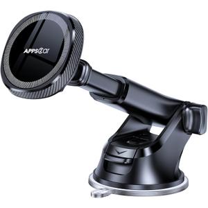 APPS2Car for MagSafe Car Mount, Magnetic Phone Holder for Car Dashboard Windshield iPhone Mount Holder Compatible with iPhone 16 15 14 13 12 Pro Plus Max, 17 Strong Magnets, Charging Not Supported (Black)