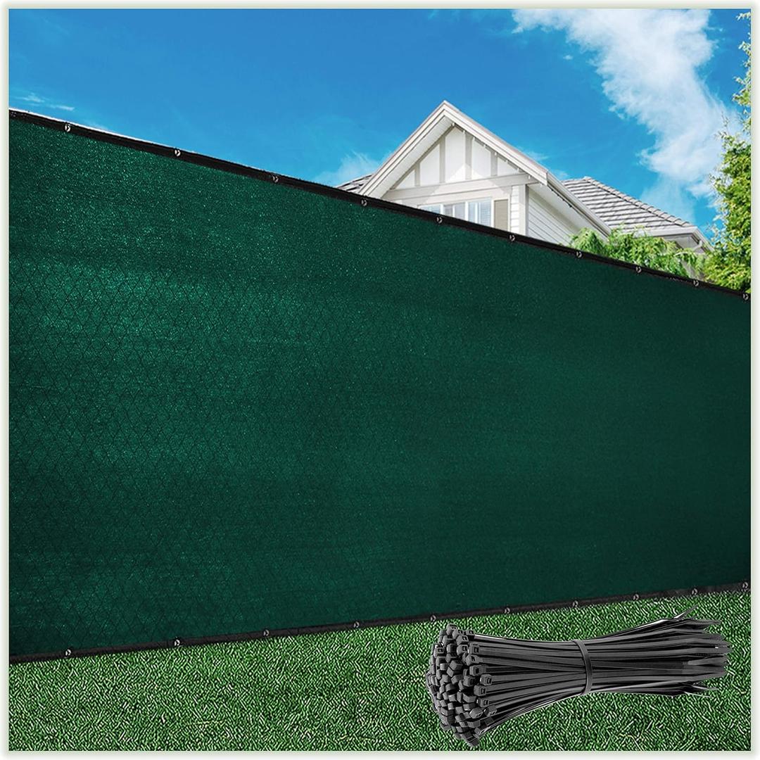 ColourTree 5' x 50' Green Fence Privacy Screen Windscreen Cover Fabric Shade Tarp Netting Mesh Cloth - Commercial Grade 170 GSM - Cable Zip Ties Included - We Make Custom Size