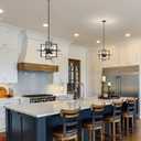 Yiisem Modern Small Black Chandelier, 8-Light Farmhouse Geometric Pendant Lighting Fixtures, Industrial Lantern Hanging Chandelier for Kitchen, Dining Room, Foyer, Entryway