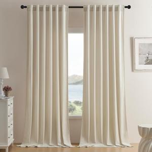 Timeper Cream Beige Velvet Curtains 90 inches 2 Panels, Luxury Curtains for Bedroom Living Room Thermal Insulated Super Soft Window Drapes,Back Tab & Rod Pocket,W52 x L90 inches
