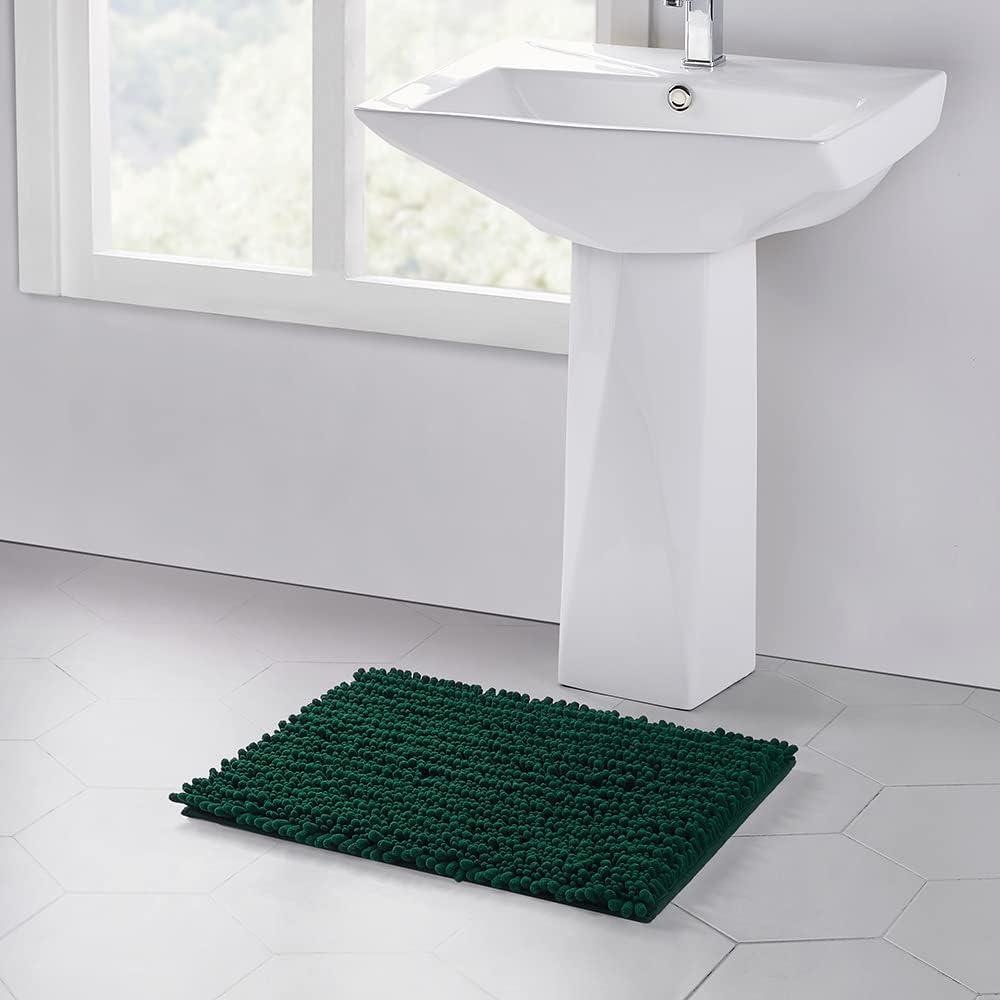 Walensee Bathroom Rug Non Slip Bath Mat (24x17 Inch Hunter Green) Water Absorbent Super Soft Shaggy Chenille Machine Washable Dry Extra Thick Perfect Absorbant Best Small Plush Carpet For Shower Floor | Non Slip, Super Soft, Water Absorbent, Machine Washable, Extra Thick, Shaggy, Plush Carpet, Perfect Absorbant