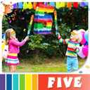 Sratte Rainbow Number Piata Multicolor Piata Small Birthday Party with Blindfold Stick and Confetti for Birthday Anniversary Cinco De Mayo Fiesta Party Decor(Number 5)