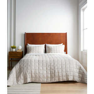 EVERGRACE Cotton Sateen Pick-Stitch Quilt Set King Size – 100% Cotton Lightweight Coverlet Bedding, Pre-Washed Oversized Bedspread, Breathable All-Season Quilt Set with 2 Shams, Parchment | Pick-Stitch Design, Luxe Cotton Sateen, Double Sided, 100% Cotton, Oeko-Tex Certified, Lightweight