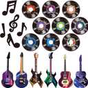 40 Pcs Music Party Decorations Musical Notes Rock and Roll Record Cutouts Silhouettes Record Guitar Party Favor Cutouts 50s 80s Theme Baby Shower School Bulletin Board Craft Decoration