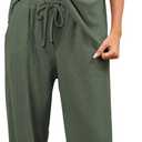 JiniGolla Womens Pajama Sets Waffle Knit Short Sleeve Shirt with Long Pajama Pants Soft Sleepwear Pj Lounge Sets (Small, Green)
