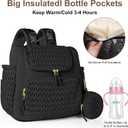 Geestock Diaper Bag Backpack, Multifunction Quilted Baby Diaper Bag with Changing Pad, Pacifier Case & Stroller Straps, Parents Essentials, Black