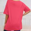 RUBZOOF Women's Oversized T Shirts Short Sleeve Side Split Tops Casual Shirts Tunic Maternity Mama Clothes (Pink, M)