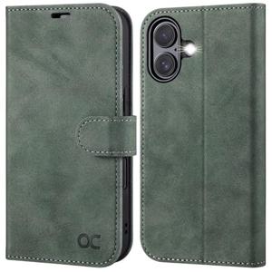 OCASE for iPhone 17 Wallet Case, PU Leather Flip Cover with Card Holder, RFID Blocking, Kickstand, Magnetic Closure, Protective Phone Case for iPhone 17 6.3-Inch 2025, Suede Grayish Green
