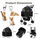 AODI Pet Stroller for Small Dogs and Cats with 4 Wheels, 3 in 1 Foldable Dog Stroller with Detachable Carrier, Breathable Mesh, Storage Basket & Cup Holder, Up to 33 lbs