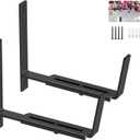 Y&M 2 Pack Adjustable Planter Box Brackets (6 to 12.5 in), Universal Window Box Brackets, Heavy Duty Iron Flower Box Wall Mounting Hooks for Balcony, Fences, Patio, and Garden - Black