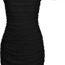 EXARUS Girls Party Dress with Built in Bra Teen Ruched Bodycon Mesh Front Wrap Hem Tween Dance Tight Mini Pencil Dresses (8 Years, Black)