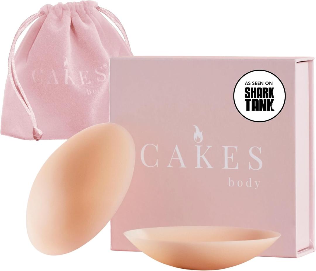 CAKES Body Grippy Non-Adhesive Silicone Nipple Covers for Women (NO STICKY ADHESIVE) - Reusable, Silicone (Circle) (Original, Honey)