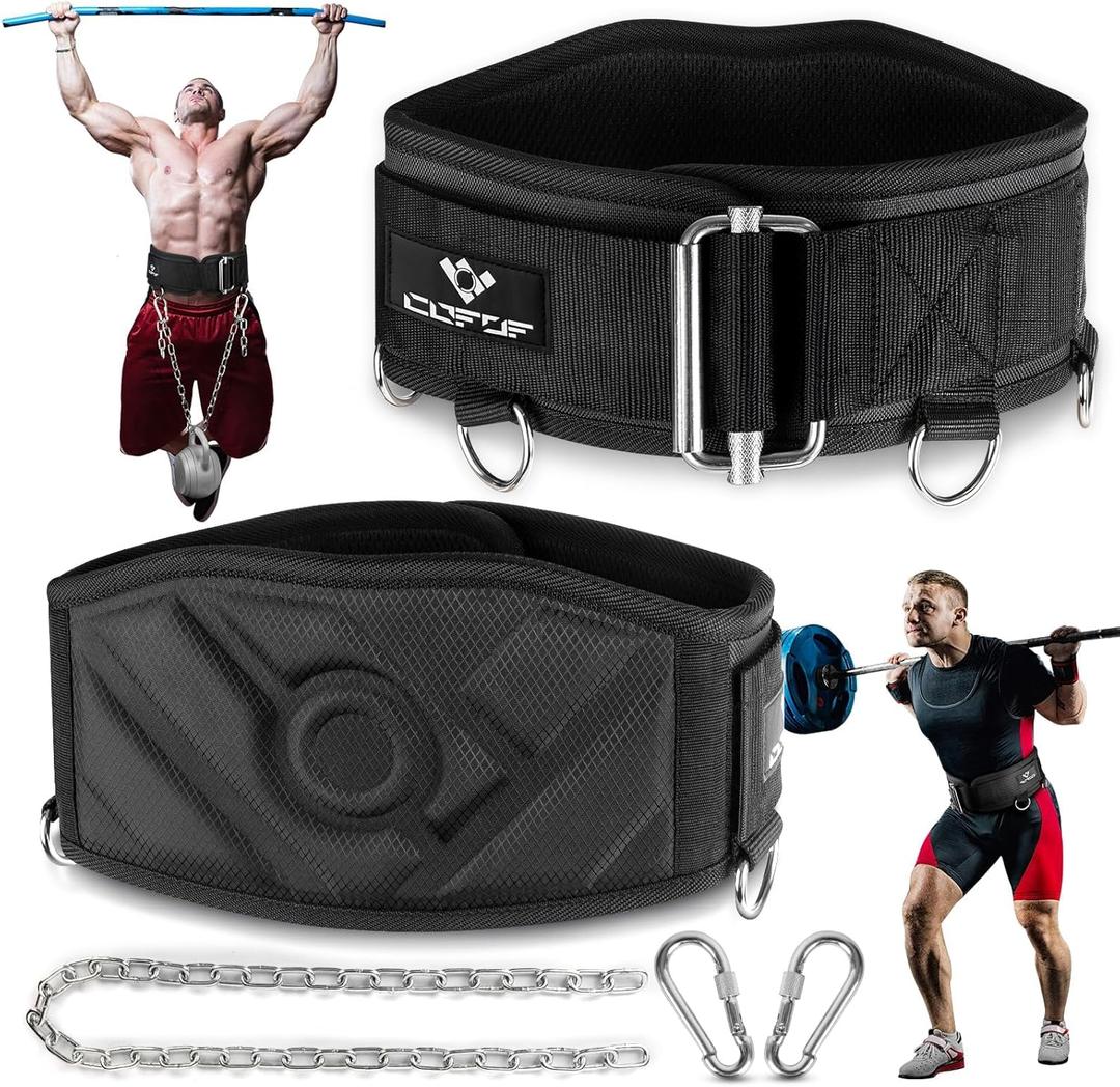 3-in-1 Weighted Pull Up Belt, Weight Lifting Dip Belt with 40.6 IN Chain & Self Locking, Weighted Gym Belt for Pull Up, Squat, Powerlifting & Deadlift, Capacity Up to 350 LBS (Black)