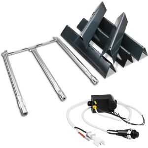 Utheer Grill Replacement Parts for Weber Spirit and Spirit II 300 Series, 15.3" Flavorizer Bars, 18" Grill Burner and Ignitor Kit for Weber Spirit E310, E320, S310 with Front Control, 7636, 69787