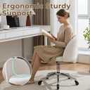 Home Office Chair with Quiet Wheels - Armless Vanity Chair Vanity Stool, 360 Swivel Height Adjustable White