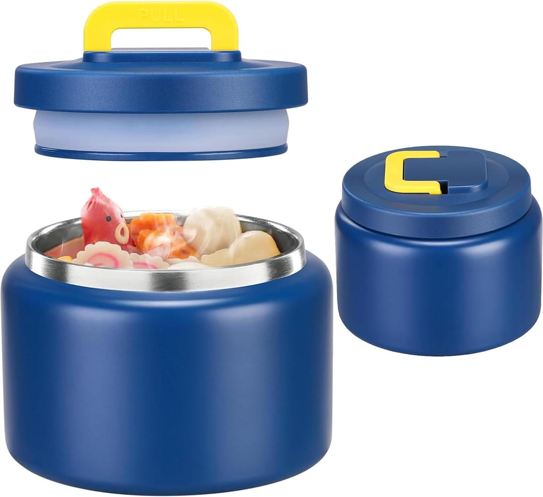 8 Oz Thermo Food Jar for Hot & Cold Food for Kids, Insulated Lunch Containers Hot Food Jar,Leak-Proof Vacuum Stainless Steel Wide Mouth Lunch Soup Thermo for School (BLUE-Pure)