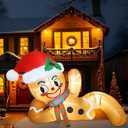 10 FT Christmas Inflatable Outdoor Decoration, Lying Gingerbread Inflatable Christmas Blow up Yard Decorations with LED Lights, Gingerbread Christmas Decoration Outdoor for Yard Garden Lawn