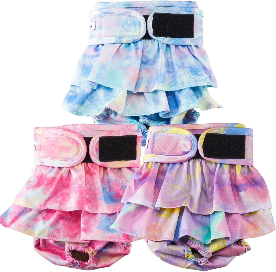 Reusable Dog Diapers Female Large Washable, Premium Doggie Diaper for Dogs, Pack of 3, Highly Absorbent Female Dog Diaper for Heat, Incontinence and Puppy Training(L) (Large(15"-17"Waist)