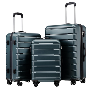 Coolife Luggage Suitcase Carry-on Spinner TSA Lock USB Port Expandable (only 28’’) Lightweight Hardside Luggage (Teal Blue, 3 piece set)