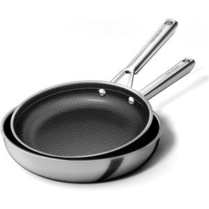 DiamondTitan Hybrid Frying Pan Set 2 Piece (9.5+11 inch), NonStick Ceramic Pan Skillet, PTFE/PFAS/PFOA-Free, Oven-Safe, Dishwasher Safe with Stay Cool Handle