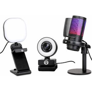 Webcam Streaming Kit with USB RGB Microphone & LED Light  1080P 30FPS Streaming Camera Bundle for Twitch, YouTube, Podcasting, WFH  PC & Mac Compatible (Console Requires Computer & Capture Card)