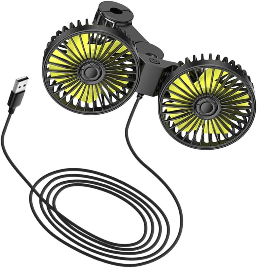 Usb Car Fan Backseat Cooling Fan for Vehicle Compact Design Powerful Airflow for Travel Camping and Car Interior Use