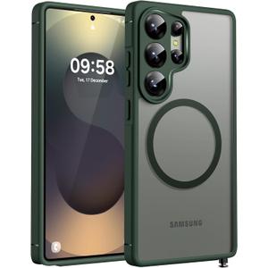 TOCOL Magnetic for Samsung Galaxy S25 Ultra Case, Upgraded Full Camera Protection, Compatible with Magsafe, Drop Protection Slime Clear Back Cover for Samsung Galaxy S25 Ultra 6.9-Inch (Alpine Green)