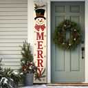 Christmas Welcome Porch Sign 47 Inch Snowman Wooden Hanging Sign Plaques Holiday Decoration for Xmas Front Door Farmhouse Outdoor Indoor Wall Craft Decor